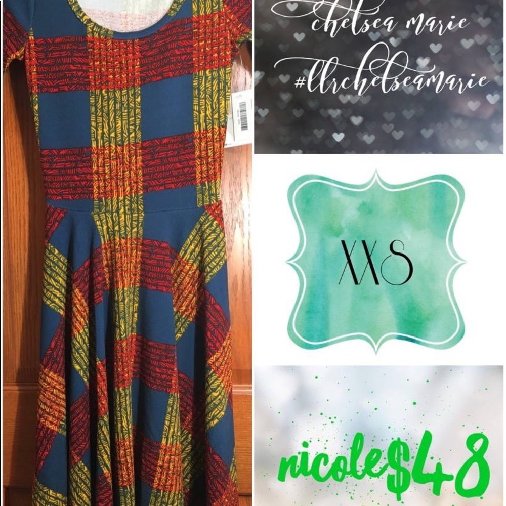 LuLaRoe Nicole Dress XXS tartan NWT